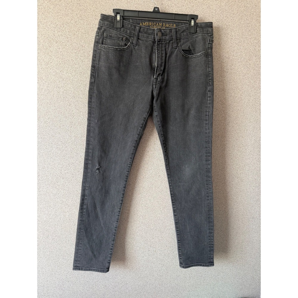 American Eagle Extreme Flex 4 Skinny‎ Jeans Faded Black Distressed Denim Pants
